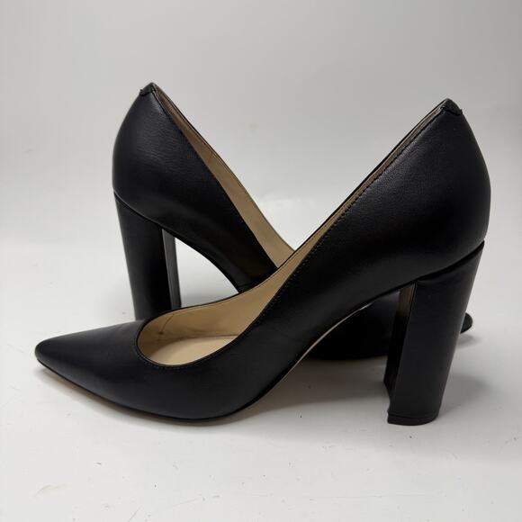 Marc Fisher Abilene Leather Pumps Size 8 M Black Pointed Toe Block Heel Classic - Picture 5 of 10